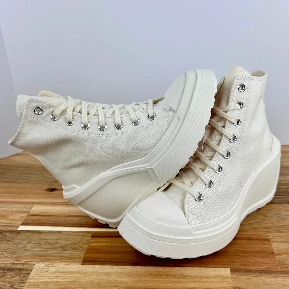 NEW Converse Chuck 70 De Luxe Wedge Heels White Platform Canvas High Top Shoes